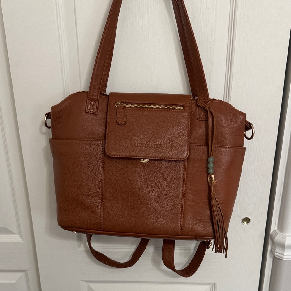 Lily Jade Madeline Baby tote in camel leather